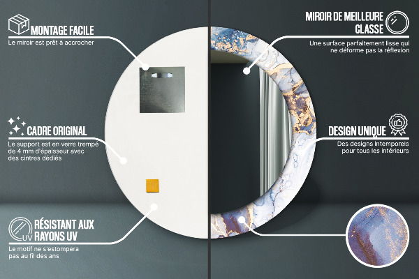 Round mirror frame with print Abstract liquid art