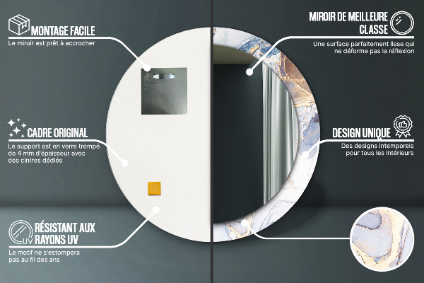 Round mirror frame with print Abstract liquid art