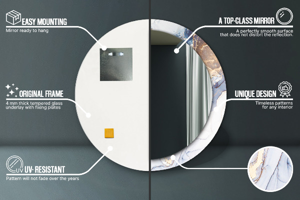 Round mirror frame with print Abstract liquid art