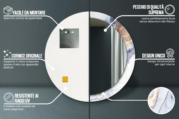 Round mirror frame with print Abstract liquid art