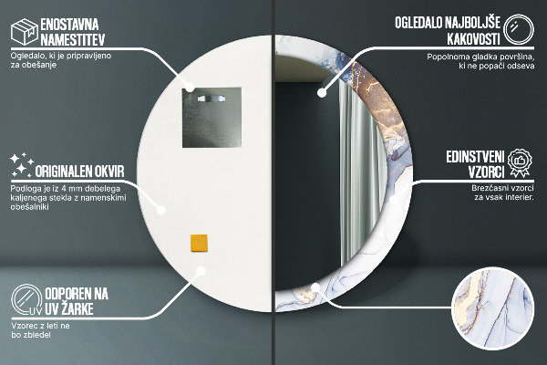 Round mirror frame with print Abstract liquid art