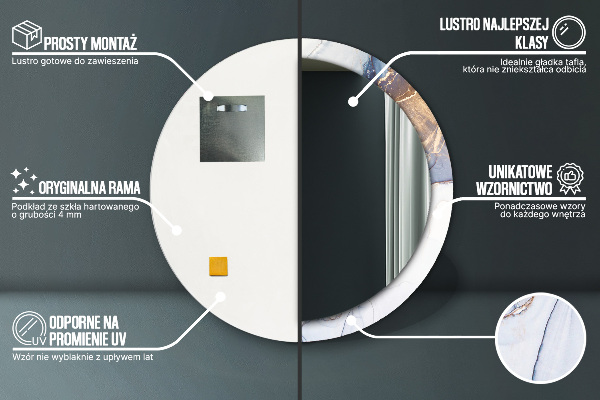 Round mirror frame with print Abstract liquid art