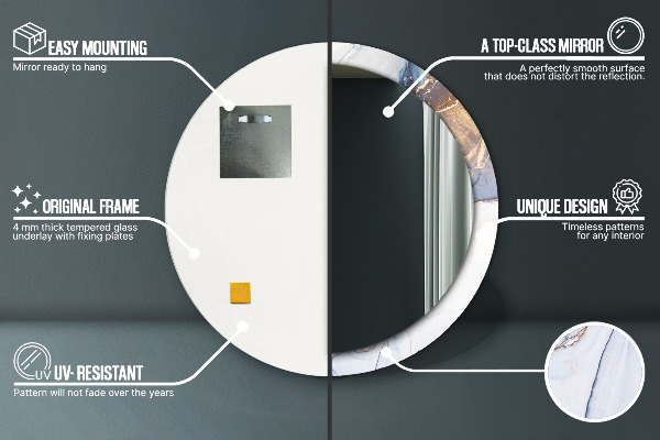 Round mirror frame with print Abstract liquid art