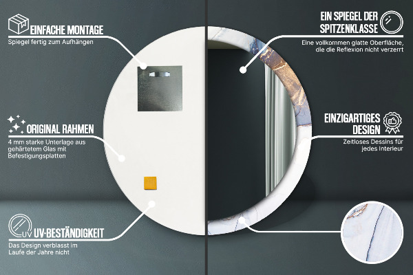 Round mirror frame with print Abstract liquid art