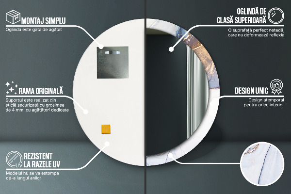 Round mirror frame with print Abstract liquid art