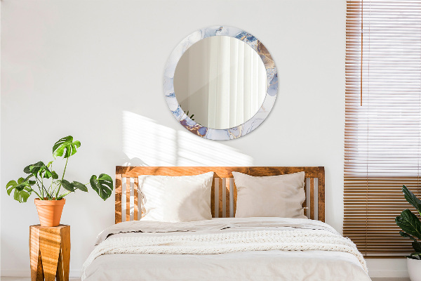 Round mirror frame with print Abstract liquid art