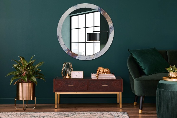 Round mirror frame with print Abstract liquid art