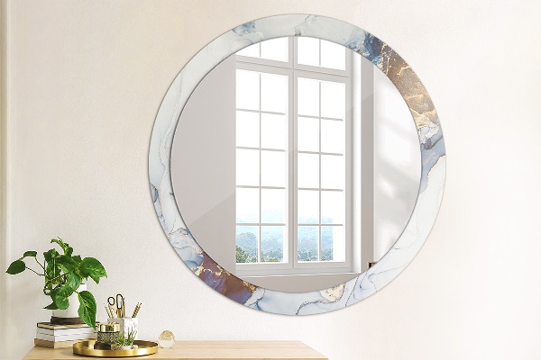 Round mirror frame with print Abstract liquid art