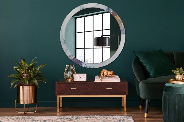Round mirror frame with print Abstract liquid art