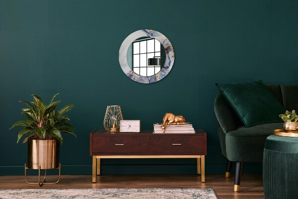 Round mirror frame with print Abstract liquid art