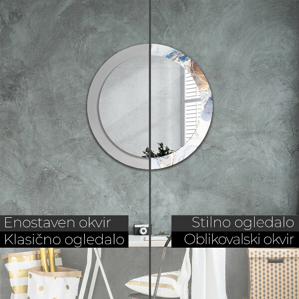 Round mirror frame with print Abstract liquid art