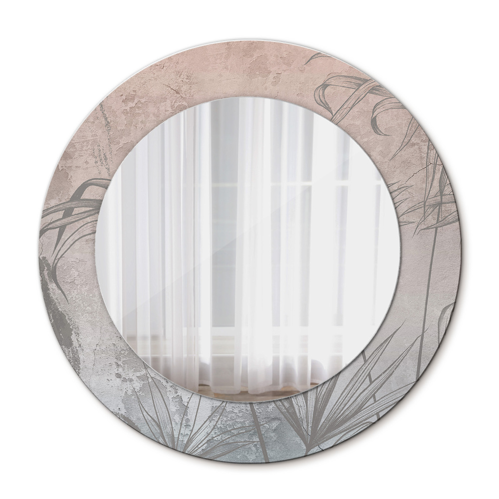 Round mirror frame with print Tropical flowers