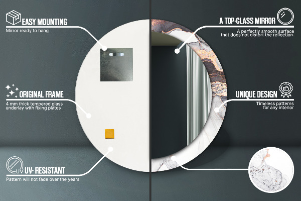 Round wall mirror decor Abstract fluid