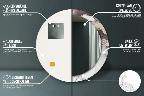 Round wall mirror decor Abstract fluid