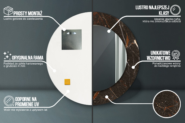 Circle decorative mirror Brown marble