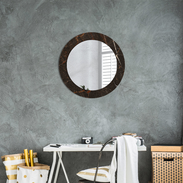 Circle decorative mirror Brown marble