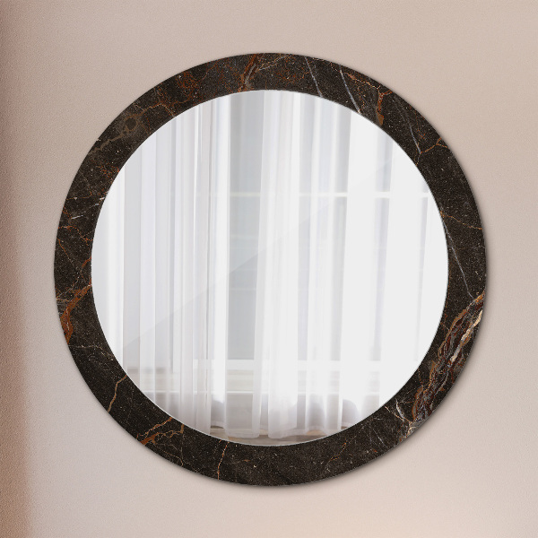 Circle decorative mirror Brown marble