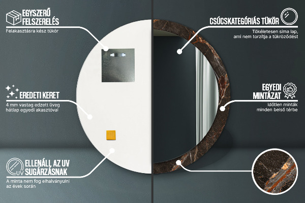 Circle decorative mirror Brown marble