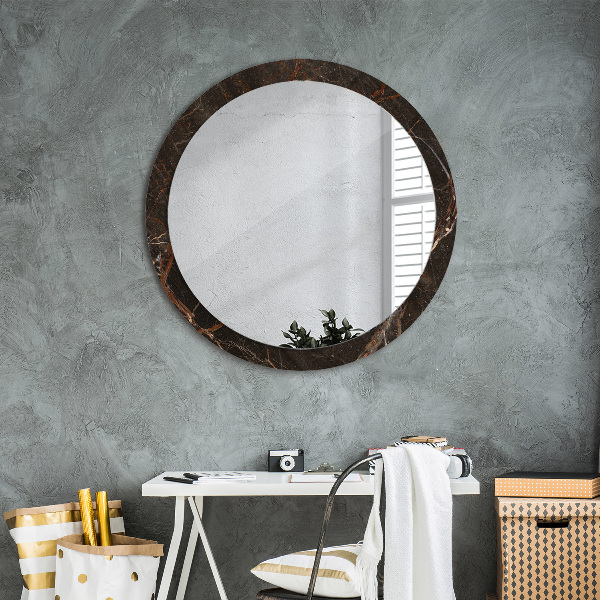 Circle decorative mirror Brown marble