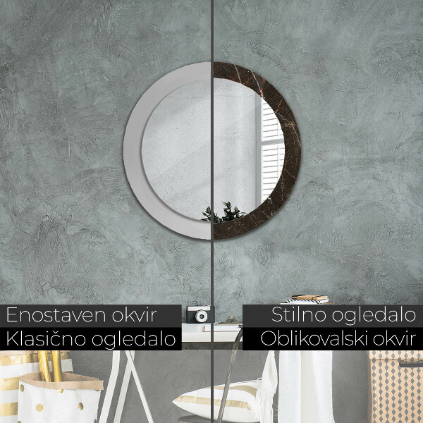Circle decorative mirror Brown marble