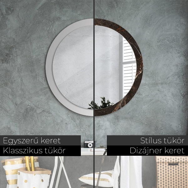 Circle decorative mirror Brown marble