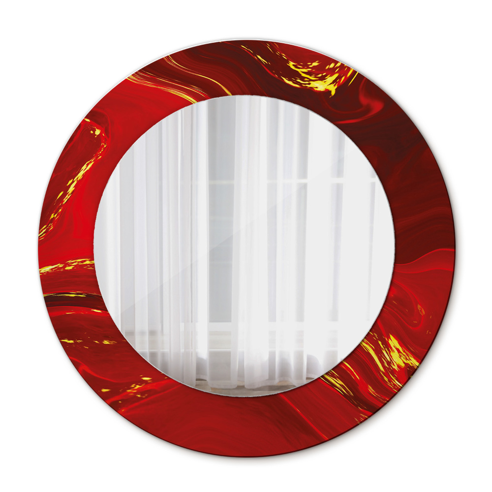 Round wall mirror design Red marble