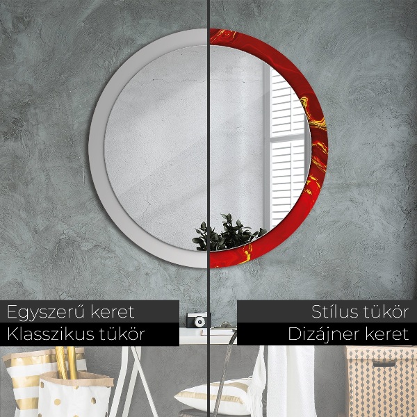 Round wall mirror design Red marble