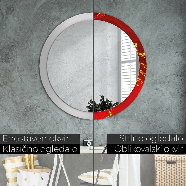 Round wall mirror design Red marble