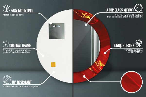 Round wall mirror design Red marble