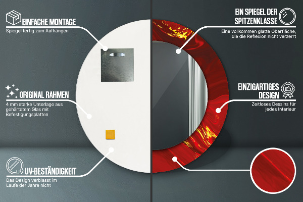 Round wall mirror design Red marble