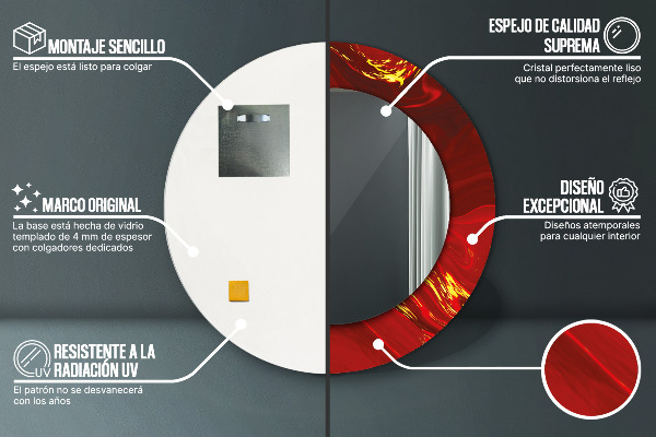 Round wall mirror design Red marble