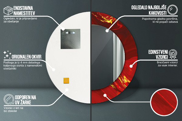 Round wall mirror design Red marble