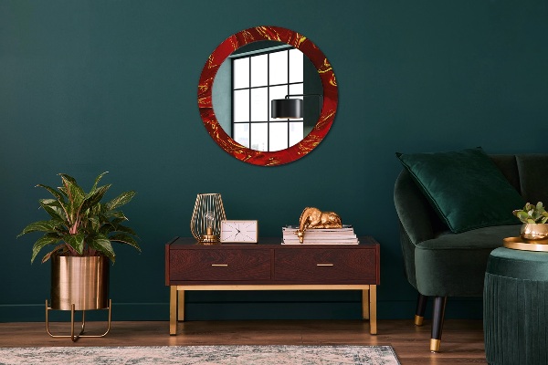 Round wall mirror design Red marble