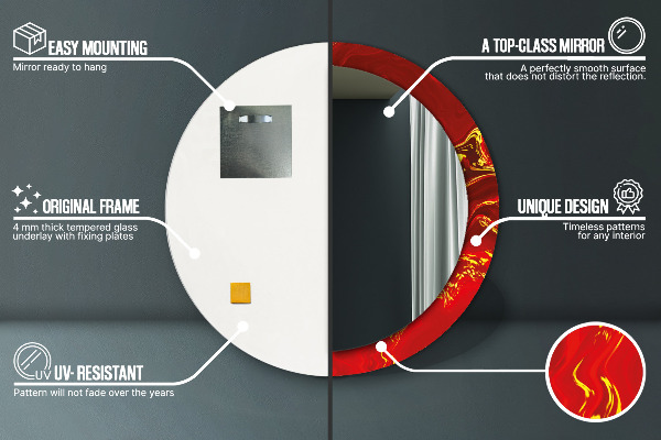 Round wall mirror design Red marble