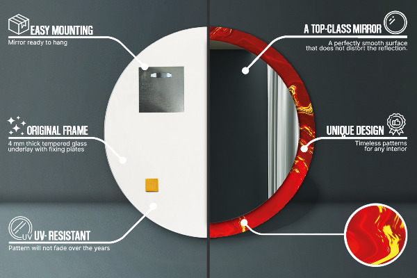 Round wall mirror design Red marble