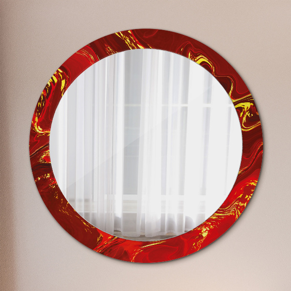 Round wall mirror design Red marble