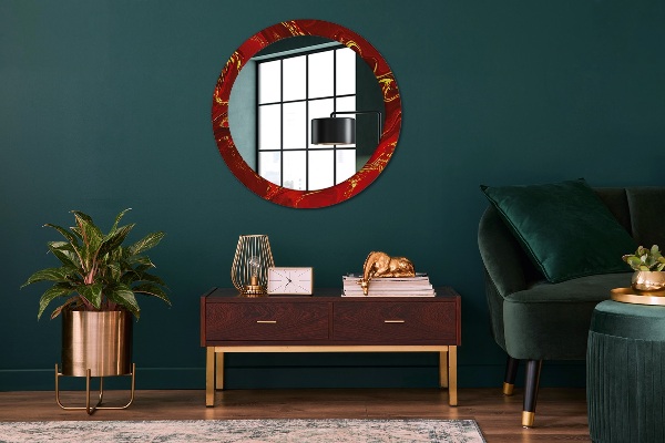 Round wall mirror design Red marble