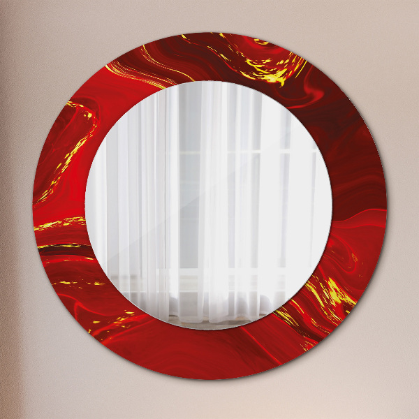 Round wall mirror design Red marble