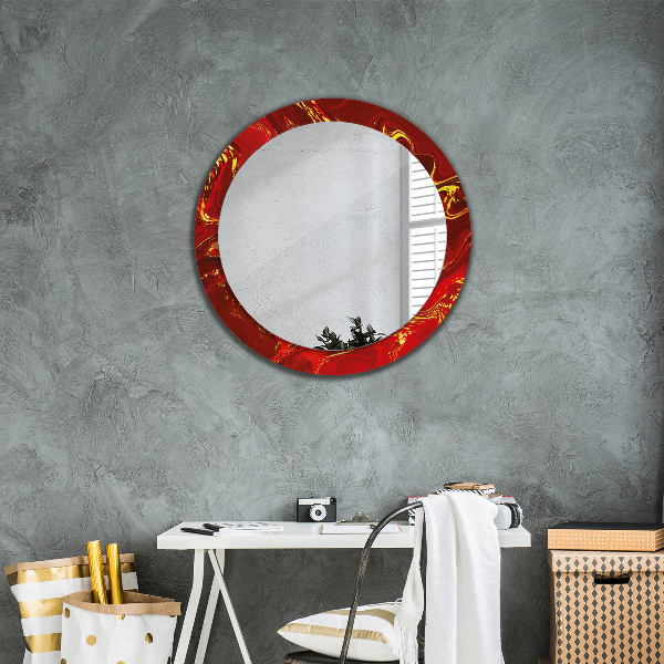 Round wall mirror design Red marble