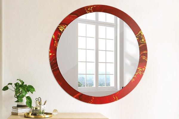 Round wall mirror design Red marble