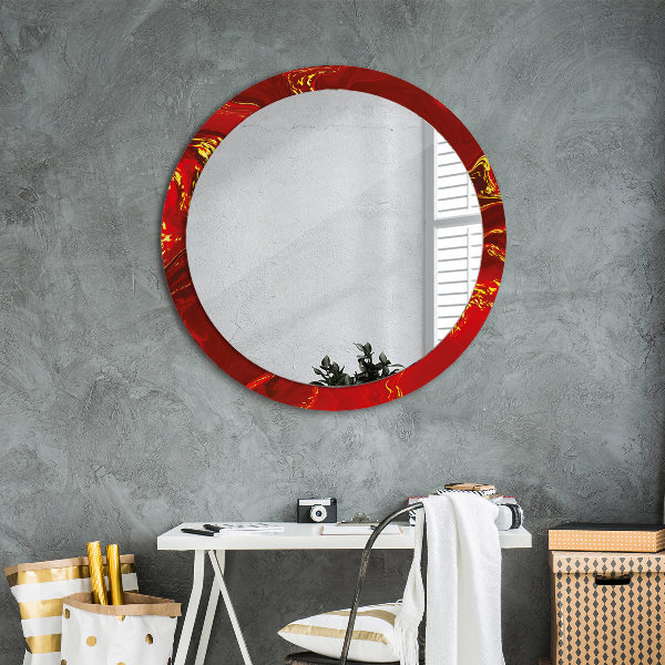 Round wall mirror design Red marble