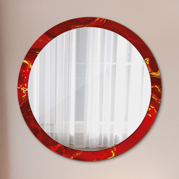 Round wall mirror design Red marble