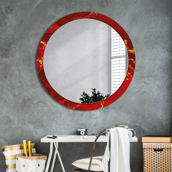 Round wall mirror design Red marble