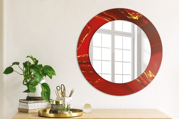 Round wall mirror design Red marble