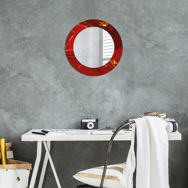 Round wall mirror design Red marble