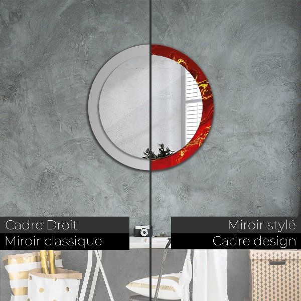 Round wall mirror design Red marble