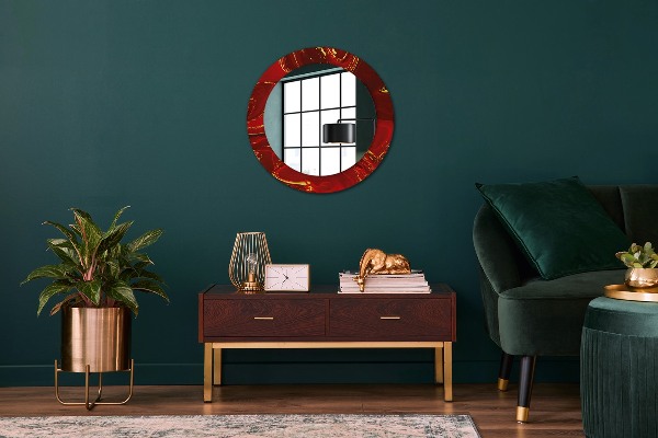 Round wall mirror design Red marble