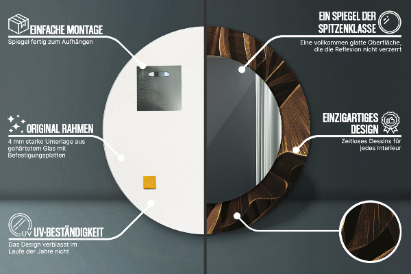 Round decorative mirror Brown banana leaves