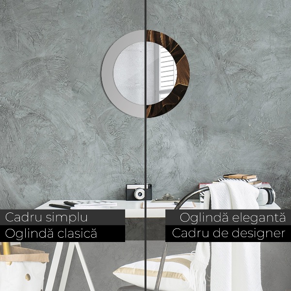 Round decorative mirror Brown banana leaves