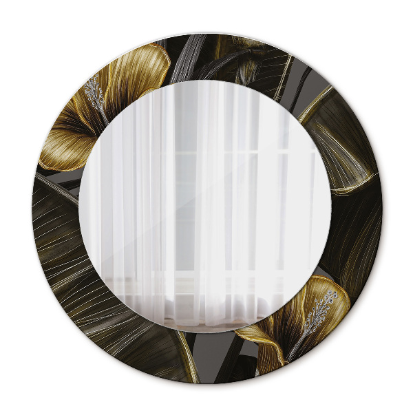 Round printed mirror Hibiscus flowers